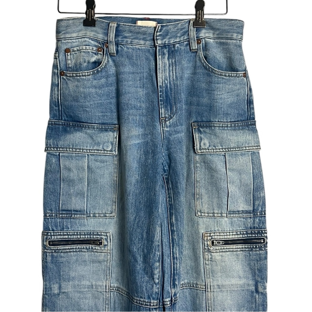 Alice + Olivia Cay Baggy Denim Cargo Pants in Brea Blue Size 25 - Picture 5 of 14